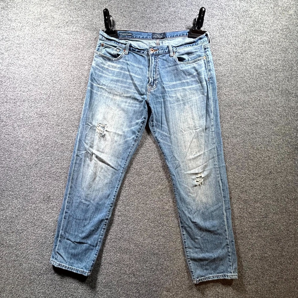 Lucky Brand 221 Original Straight Jeans Men's 38x32 Blue Light Wash Distressed